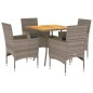vidaXL Set de comedor jardín 5 pzas con cojines ratán PE acacia gris vidaXL Set de comedor jardín 5 pzas con cojines ratán PE acacia gris