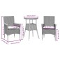 vidaXL Set comedor jardín 3 pzas y cojines ratán sintético vidrio gris vidaXL Set comedor jardín 3 pzas y cojines ratán sintético vidrio gris
