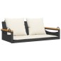 vidaXL Banco columpio con cojines ratán sintético negro 109x62x40 cm vidaXL Banco columpio con cojines ratán sintético negro 109x62x40 cm