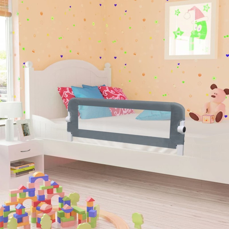 vidaXL Barandilla de seguridad cama de niño poliéster gris 102x42 cm vidaXL Barandilla de seguridad cama de niño poliéster gris 102x42 cm