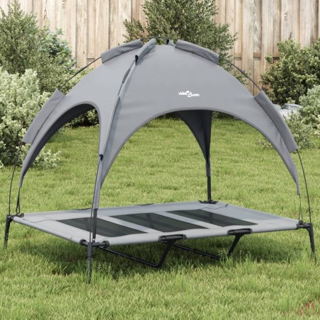 vidaXL Cama para perros con dosel antracita tela oxford y acero