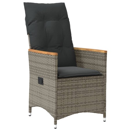 vidaXL Sillón reclinable de jardín con cojines ratán sintético gris