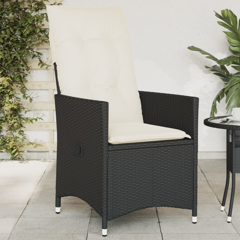 vidaXL Sillón reclinable de jardín con cojines ratán sintético negro vidaXL Sillón reclinable de jardín con cojines ratán sintético negro