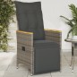 vidaXL Sillón reclinable de jardín con cojines ratán sintético gris