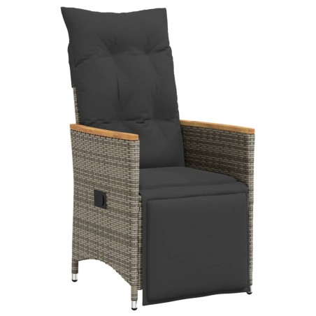 vidaXL Sillón reclinable de jardín con cojines ratán sintético gris
