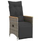 vidaXL Sillón reclinable de jardín con cojines ratán sintético gris