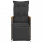 vidaXL Sillón reclinable de jardín con cojines ratán sintético gris