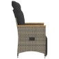 vidaXL Sillón reclinable de jardín con cojines ratán sintético gris