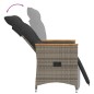 vidaXL Sillón reclinable de jardín con cojines ratán sintético gris