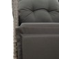 vidaXL Sillón reclinable de jardín con cojines ratán sintético gris