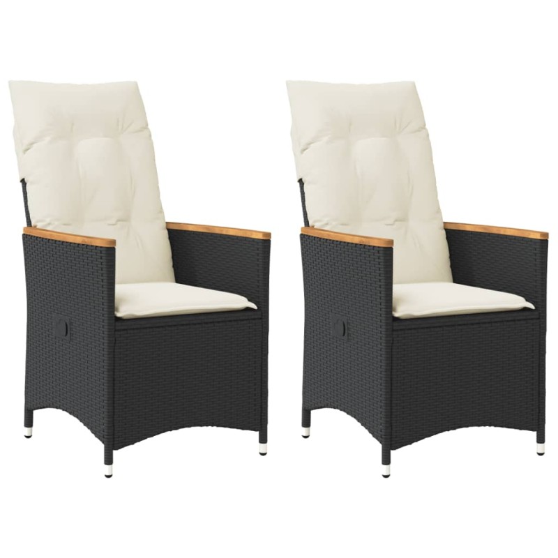 vidaXL Sillones reclinable jardín cojines 2 uds ratán sintético negro vidaXL Sillones reclinable jardín cojines 2 uds ratán sintético negro