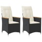 vidaXL Sillones reclinable jardín cojines 2 uds ratán sintético negro vidaXL Sillones reclinable jardín cojines 2 uds ratán sintético negro