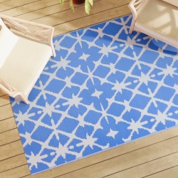 vidaXL Alfombra de exterior PP azul y blanco 140x200 cm