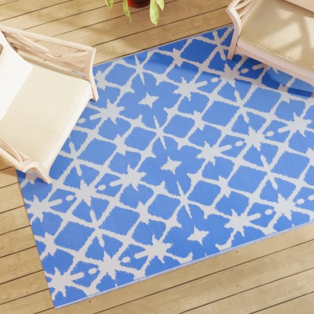 vidaXL Alfombra de exterior PP azul y blanco 140x200 cm