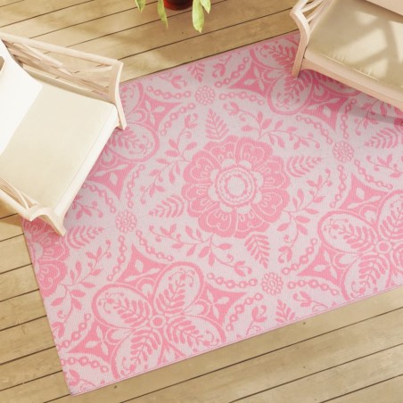 vidaXL Alfombra de exterior PP rosa 140x200 cm