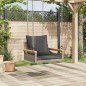 vidaXL Banco columpio con cojines ratán sintético gris 63x62x40 cm vidaXL Banco columpio con cojines ratán sintético gris 63x62x40 cm
