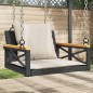 vidaXL Banco columpio con cojines ratán sintético negro 63x62x40 cm vidaXL Banco columpio con cojines ratán sintético negro 63x62x40 cm