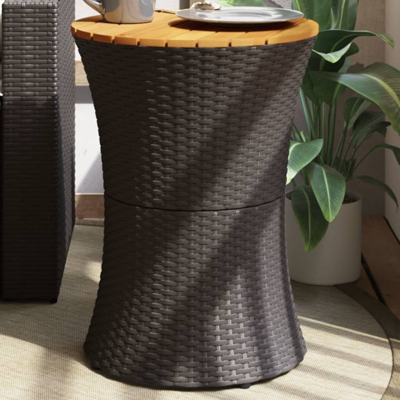 vidaXL Mesa de jardín forma de tambor ratán sintético y madera negro vidaXL Mesa de jardín forma de tambor ratán sintético y madera negro