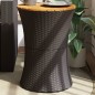 vidaXL Mesa de jardín forma de tambor ratán sintético y madera negro vidaXL Mesa de jardín forma de tambor ratán sintético y madera negro