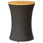 vidaXL Mesa de jardín forma de tambor ratán sintético y madera negro vidaXL Mesa de jardín forma de tambor ratán sintético y madera negro