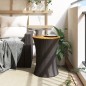vidaXL Mesa de jardín forma de tambor ratán sintético y madera negro vidaXL Mesa de jardín forma de tambor ratán sintético y madera negro