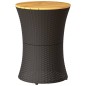 vidaXL Mesa de jardín forma de tambor ratán sintético y madera negro vidaXL Mesa de jardín forma de tambor ratán sintético y madera negro