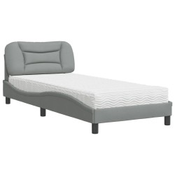 vidaXL Cama con colchón tela gris claro 80x200 cm