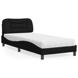 vidaXL Cama con colchón tela negro 90x190 cm
