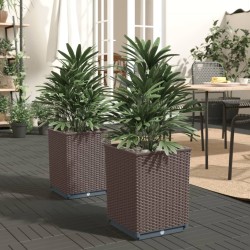 vidaXL Jardineras 2 unidades polipropileno marrón 30x30x37 cm