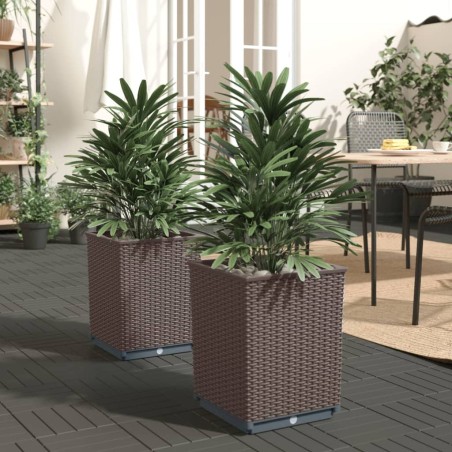 vidaXL Jardineras 2 unidades polipropileno marrón 30x30x37 cm