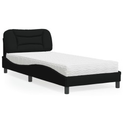vidaXL Cama con colchón tela negro 90x200 cm