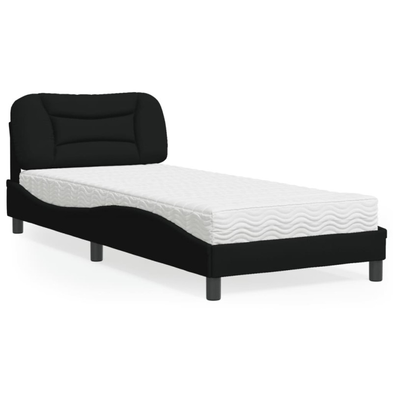 vidaXL Cama con colchón tela negro 90x200 cm vidaXL Cama con colchón tela negro 90x200 cm