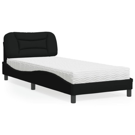 vidaXL Cama con colchón tela negro 90x200 cm