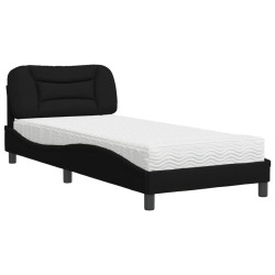 vidaXL Cama con colchón tela negro 90x200 cm