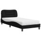 vidaXL Cama con colchón tela negro 90x200 cm vidaXL Cama con colchón tela negro 90x200 cm
