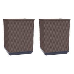 vidaXL Jardineras 2 unidades polipropileno marrón 30x30x37 cm