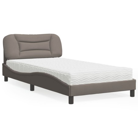 vidaXL Cama con colchón tela gris taupe 100x200 cm