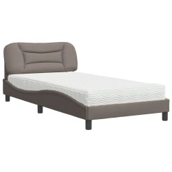 vidaXL Cama con colchón tela gris taupe 100x200 cm