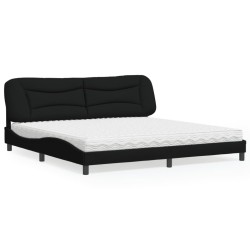 vidaXL Cama con colchón tela negro 200x200 cm