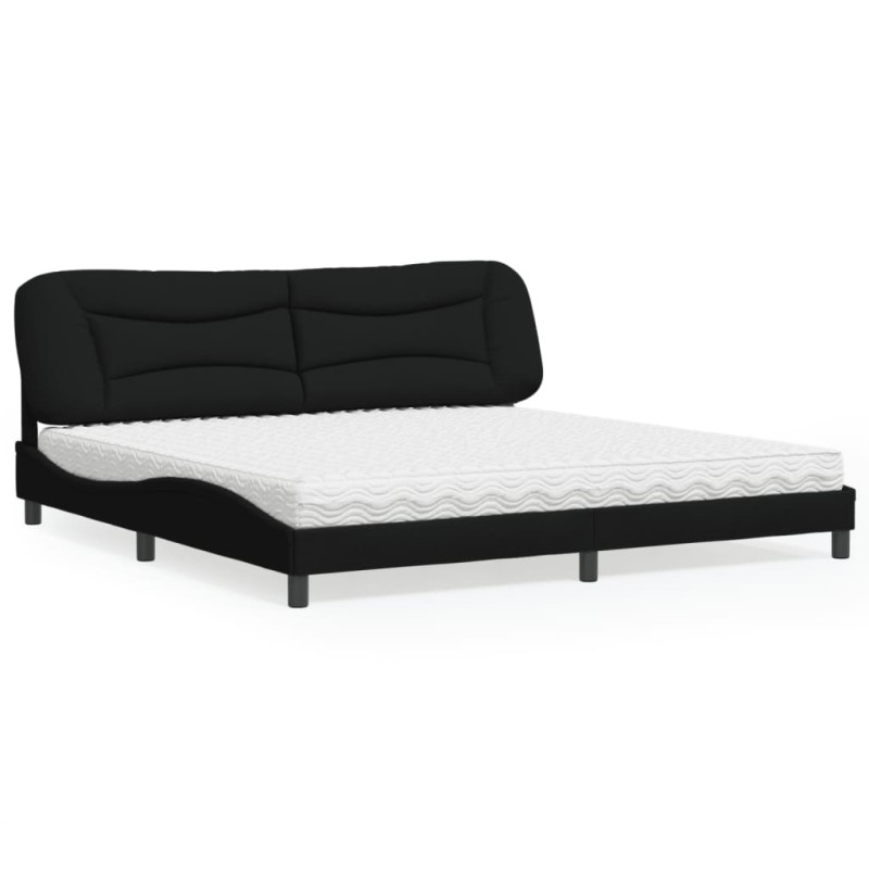 vidaXL Cama con colchón tela negro 200x200 cm vidaXL Cama con colchón tela negro 200x200 cm