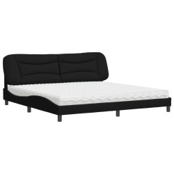 vidaXL Cama con colchón tela negro 200x200 cm