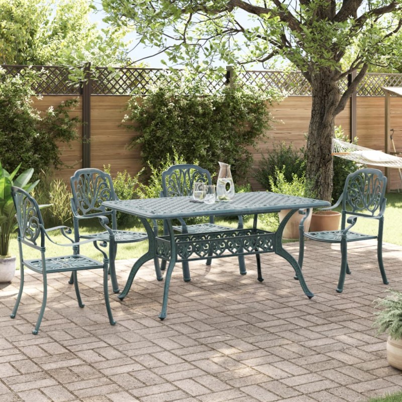 vidaXL Juego de comedor de jardín 5 piezas aluminio fundido verde vidaXL Juego de comedor de jardín 5 piezas aluminio fundido verde