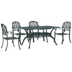 vidaXL Juego de comedor de jardín 5 piezas aluminio fundido verde
