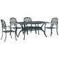 vidaXL Juego de comedor de jardín 5 piezas aluminio fundido verde vidaXL Juego de comedor de jardín 5 piezas aluminio fundido verde