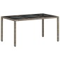 vidaXL Set de comedor jardín 7 piezas y cojines ratán PE y vidrio gris vidaXL Set de comedor jardín 7 piezas y cojines ratán PE y vidrio gris