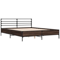 vidaXL Estructura cama madera ingeniería metal marrón roble 150x200 cm