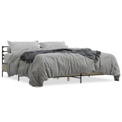 vidaXL Estructura cama madera ingeniería metal roble Sonoma 180x200 cm