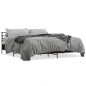 vidaXL Estructura cama madera ingeniería metal roble ahumado 200x200cm vidaXL Estructura cama madera ingeniería metal roble ahumado 200x200cm