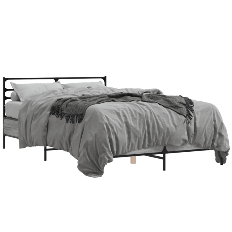 vidaXL Estructura cama madera ingeniería metal gris Sonoma 120x190 cm vidaXL Estructura cama madera ingeniería metal gris Sonoma 120x190 cm