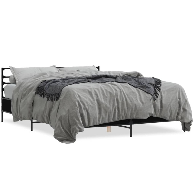 vidaXL Estructura de cama madera de ingeniería y metal negro 150x200cm